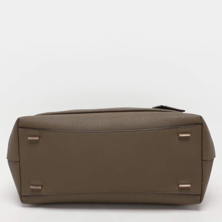 Pre Owned Dkny Khaki Green Leather Tote