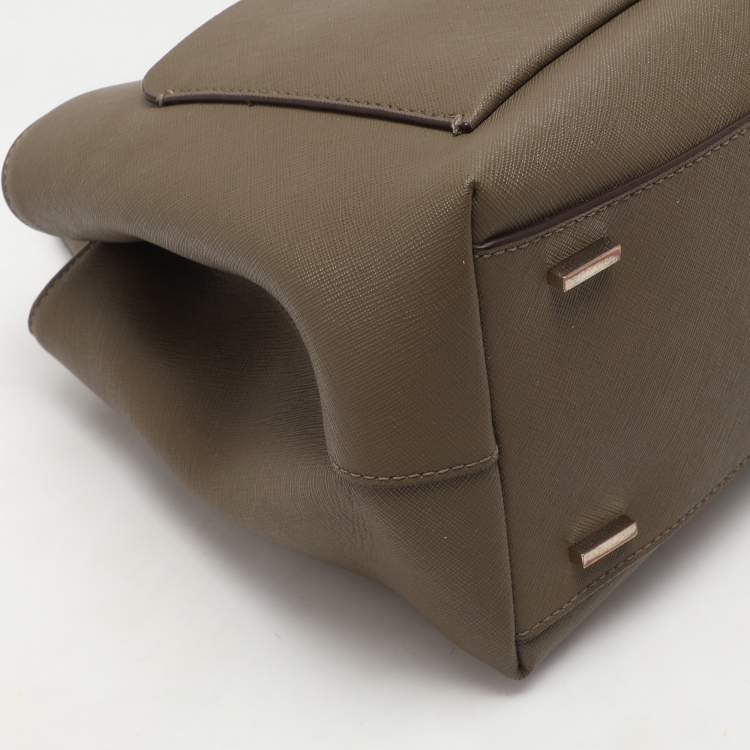 Pre Owned Dkny Khaki Green Leather Tote
