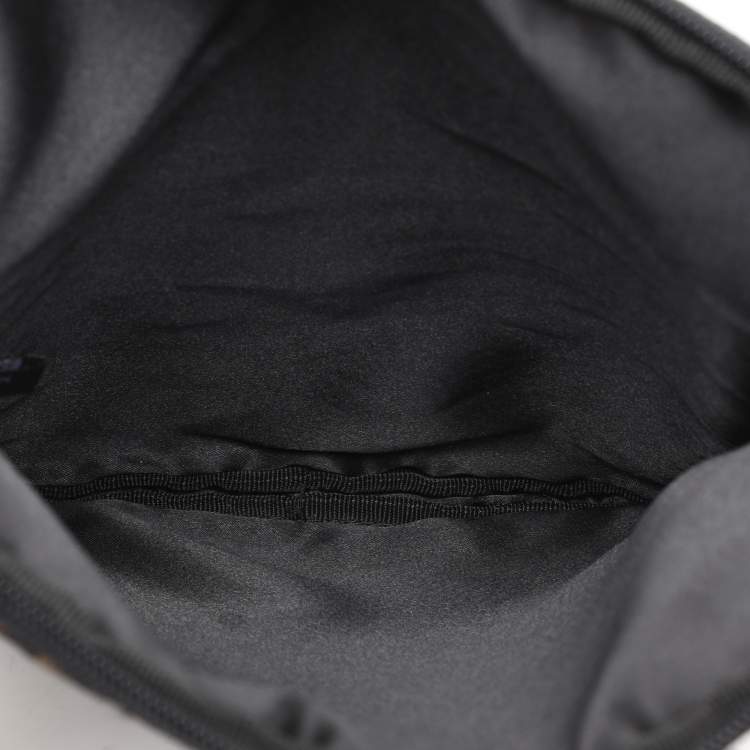 Pre Owned Dkny Brown/Black Canvas and Leather Pouch Clutch