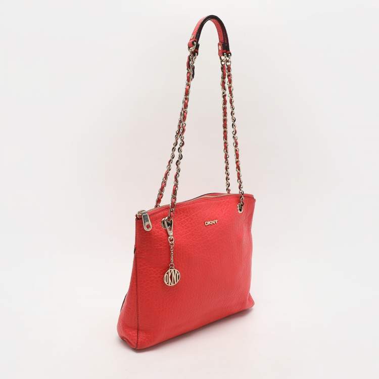 Pre Owned Dkny Red Leather Shoulder Bag