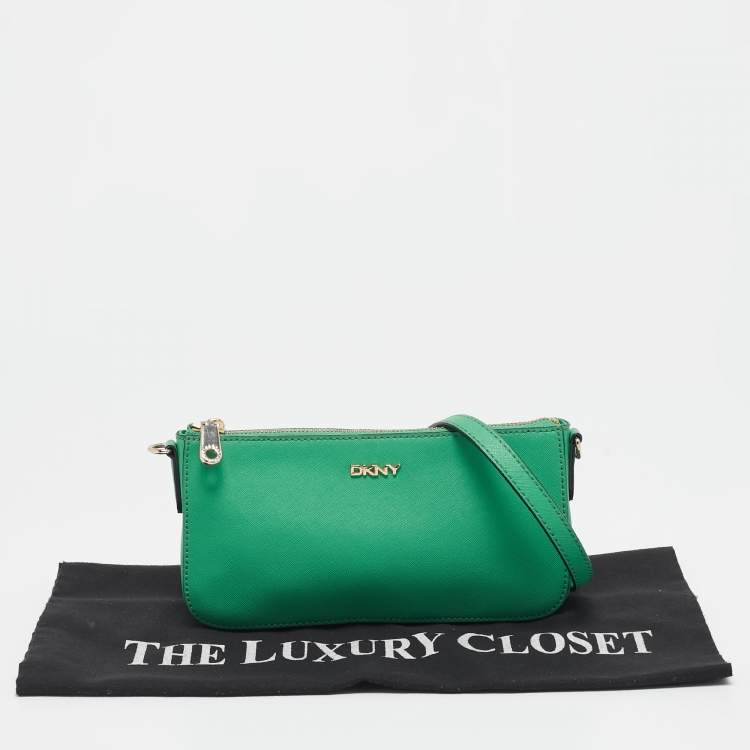 Pre Owned DKNY Green Leather Bryant Park Crossbody Bag