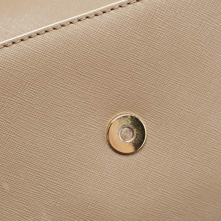 Pre Owned DKNY Beige Saffiano Leather Flap Chain Shoulder Bag