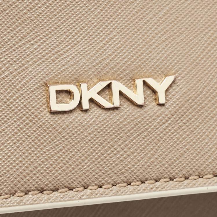 Pre Owned DKNY Beige Saffiano Leather Flap Chain Shoulder Bag