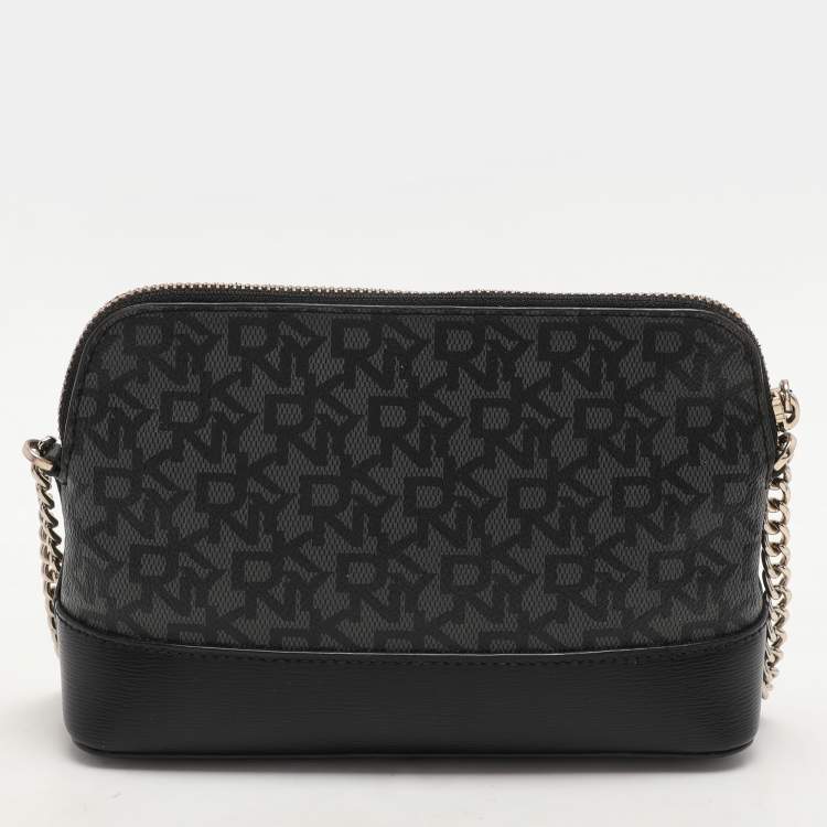 Pre Owned DKNY Grey Leather and PVC Crossbody Bag