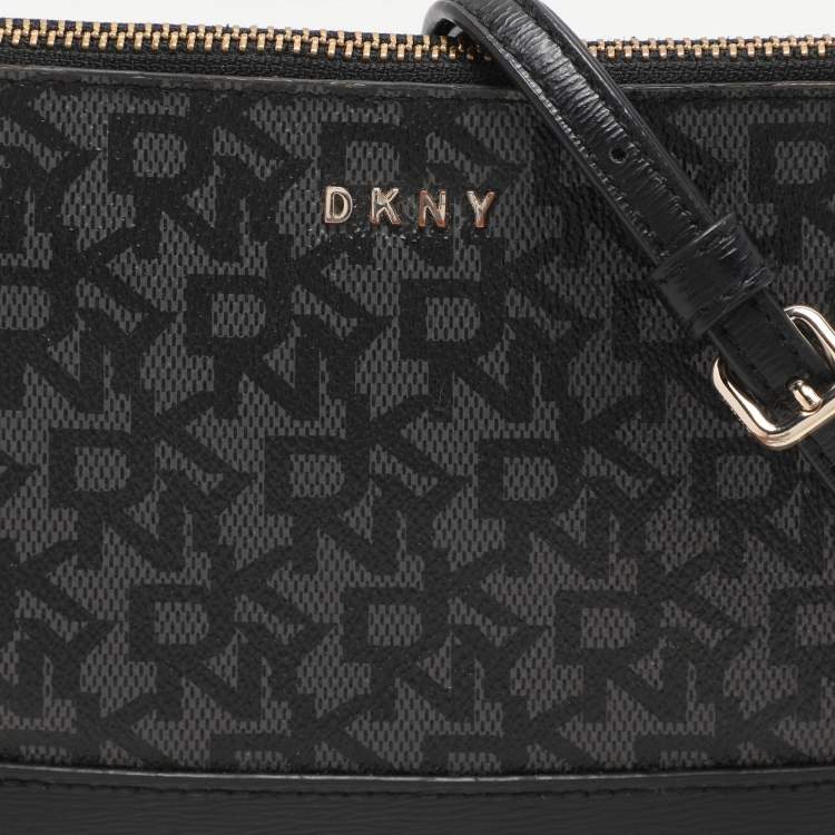 Pre Owned DKNY Grey Leather and PVC Crossbody Bag