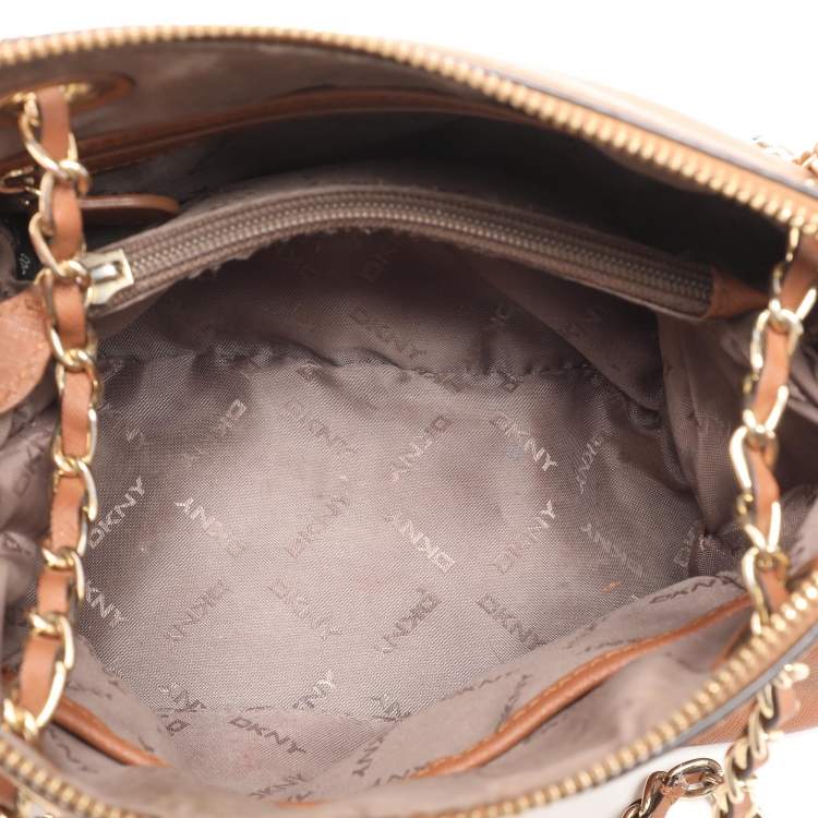 Pre Owned DKNY Brown Leather Bryant Park Shoulder Bags