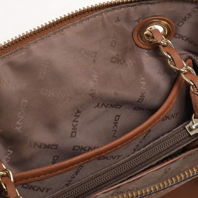 Pre Owned DKNY Brown Leather Bryant Park Shoulder Bags