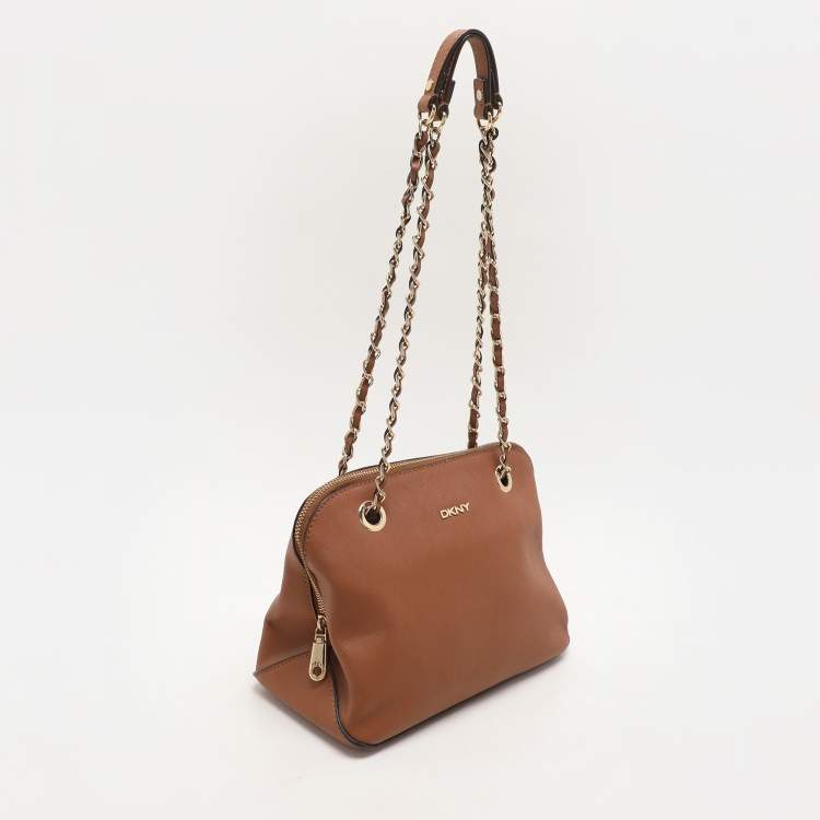 Pre Owned DKNY Brown Leather Bryant Park Shoulder Bags