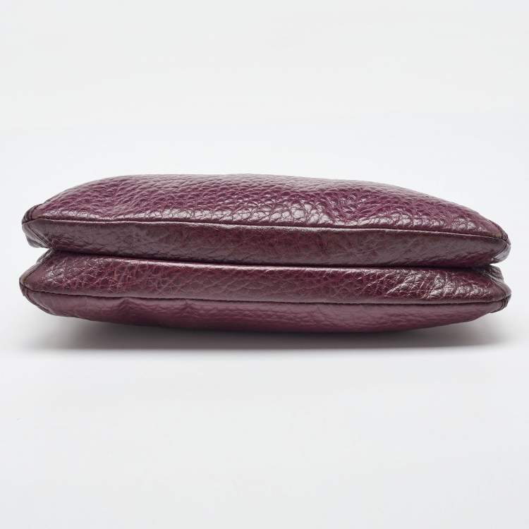 Pre Owned DKNY Purple Leather Lock Chain Shoulder Bag