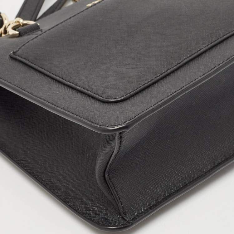Pre Owned DKNY Black Leather Bryant Top Zip Shoulder Bag