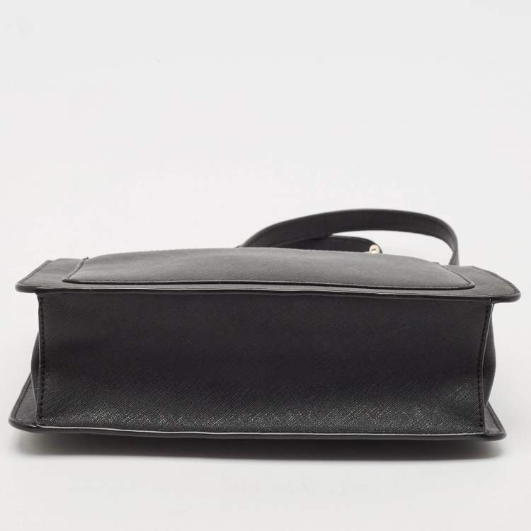 Pre Owned DKNY Black Leather Bryant Top Zip Shoulder Bag