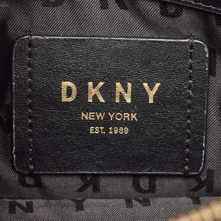 Pre Owned DKNY Black Leather Bryant Top Zip Shoulder Bag