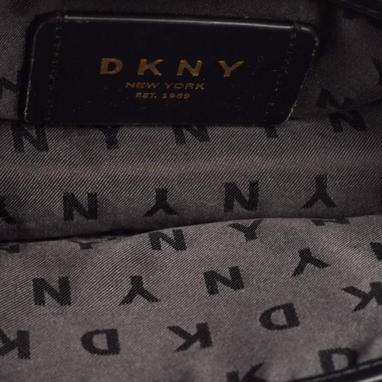 Pre Owned DKNY Black Leather Bryant Top Zip Shoulder Bag