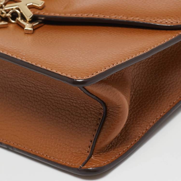 Pre Owned DKNY Brown Leather Elissa Flap Shoulder Bag