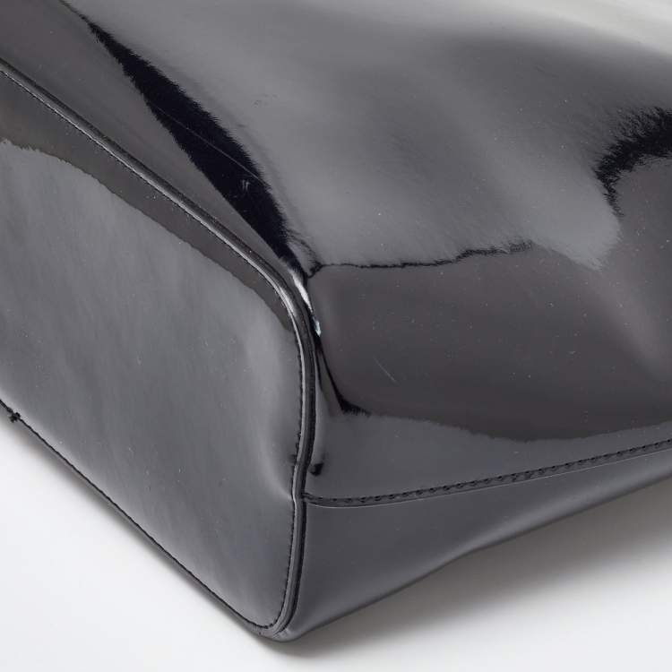 Pre Owned DKNY Black Patent Leather Chain Shopper Tote
