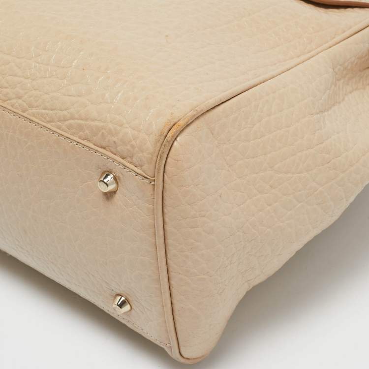 Pre Owned DKNY Cream Leather Padlock Tote