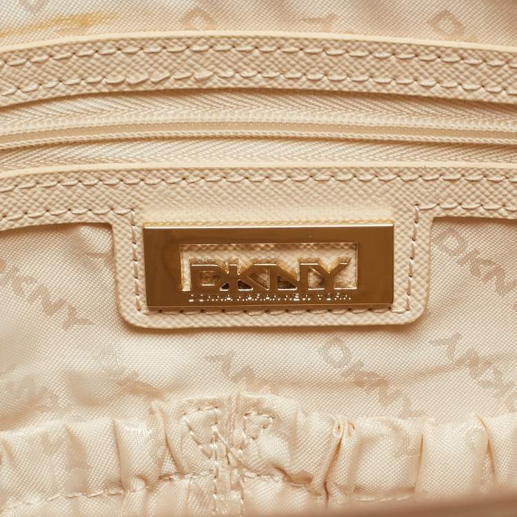 Pre Owned DKNY Cream Leather Padlock Tote