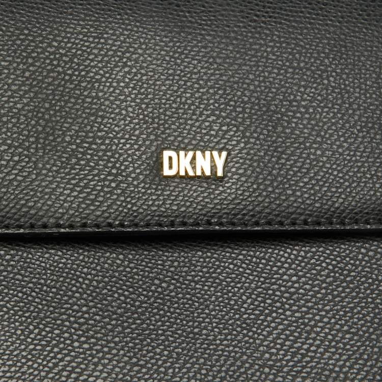 Pre Owned DKNY Black Leather Flap Shoulder Bag