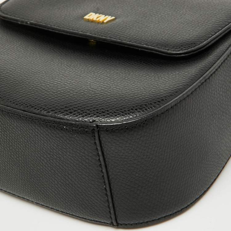 Pre Owned DKNY Black Leather Flap Shoulder Bag