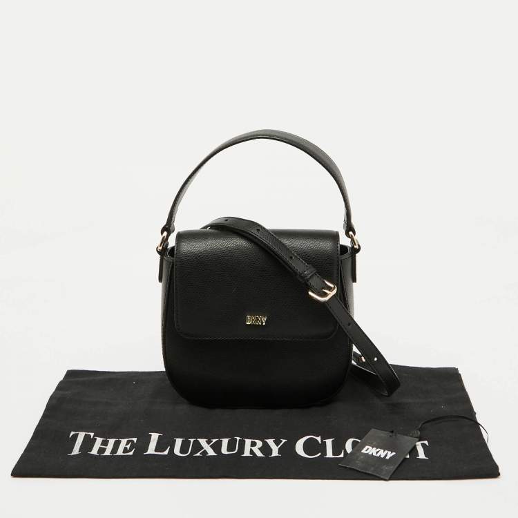 Pre Owned DKNY Black Leather Flap Shoulder Bag