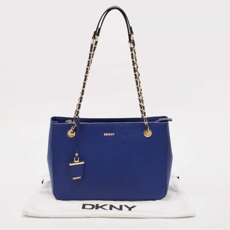 Pre Owned DKNY Blue Leather Bryant Park Chain Tote