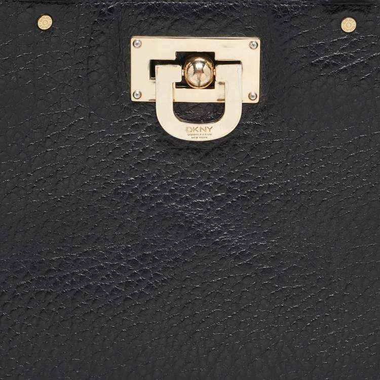 Pre Owned DKNY Black Grain Leather Beekman French Tote