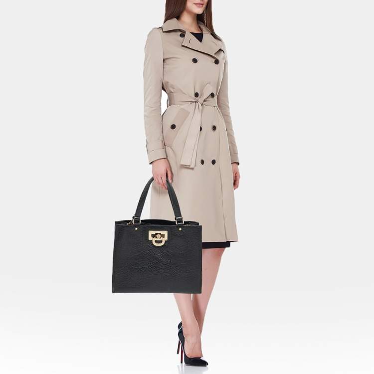 Pre Owned DKNY Black Grain Leather Beekman French Tote