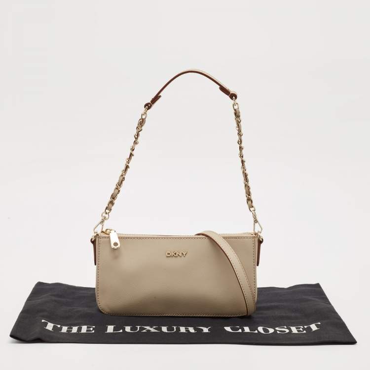 Pre Owned DKNY Beige Leather Sutton Crossbody Bag