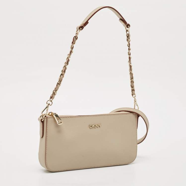 Pre Owned DKNY Beige Leather Sutton Crossbody Bag