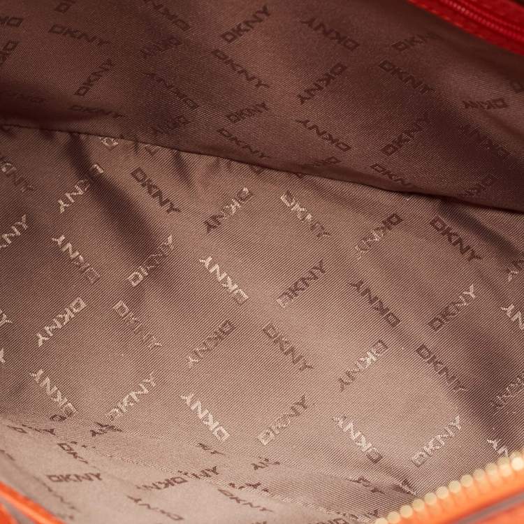 Pre Owned DKNY Orange Leather Zip Bryant Park Satchel