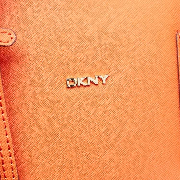Pre Owned DKNY Orange Leather Zip Bryant Park Satchel