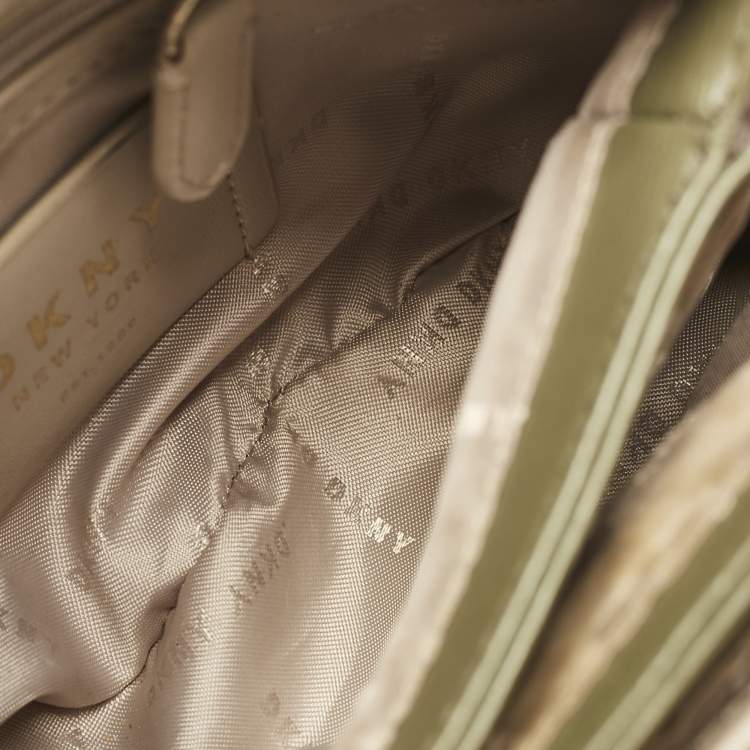 Pre Owned Dkny Olive Green Leather Paige Tote