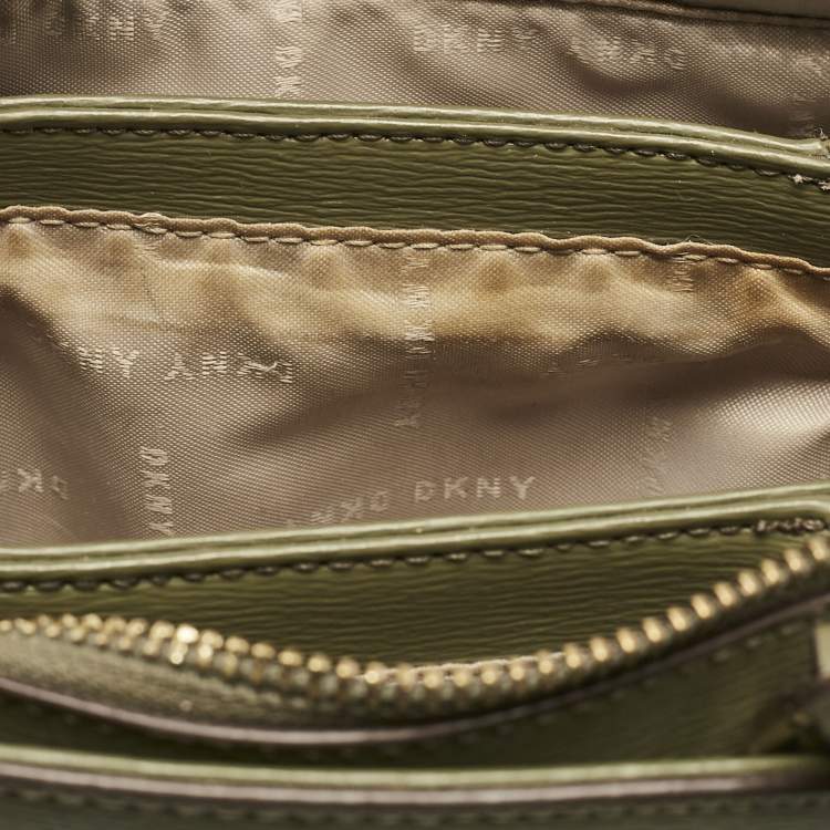 Pre Owned Dkny Olive Green Leather Paige Tote
