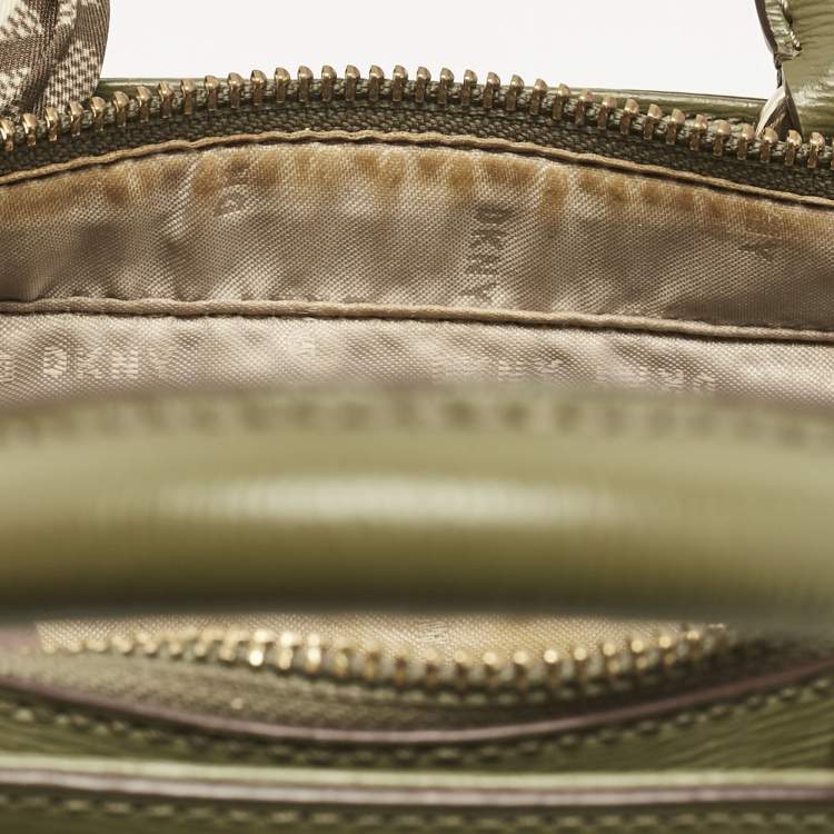 Pre Owned Dkny Olive Green Leather Paige Tote