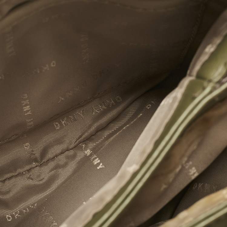 Pre Owned Dkny Olive Green Leather Paige Tote