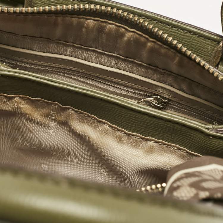 Pre Owned Dkny Olive Green Leather Paige Tote