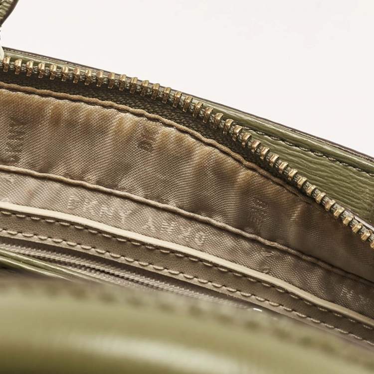 Pre Owned Dkny Olive Green Leather Paige Tote