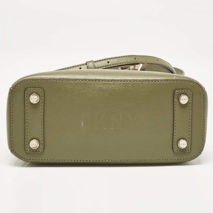 Pre Owned Dkny Olive Green Leather Paige Tote