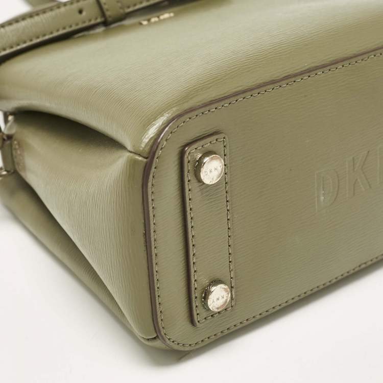 Pre Owned Dkny Olive Green Leather Paige Tote