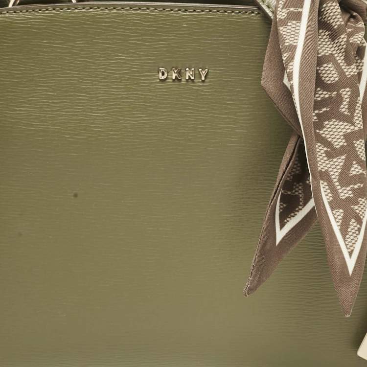 Pre Owned Dkny Olive Green Leather Paige Tote