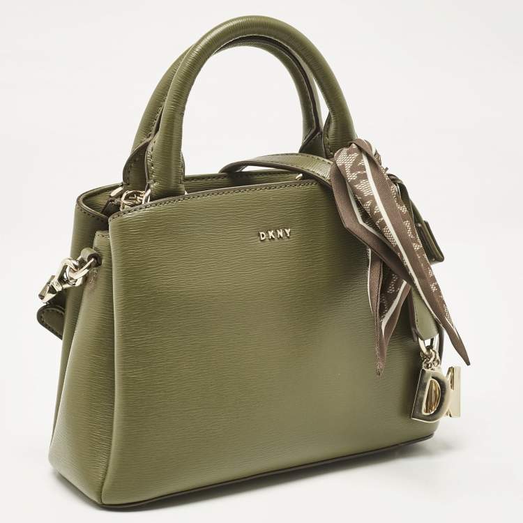 Pre Owned Dkny Olive Green Leather Paige Tote