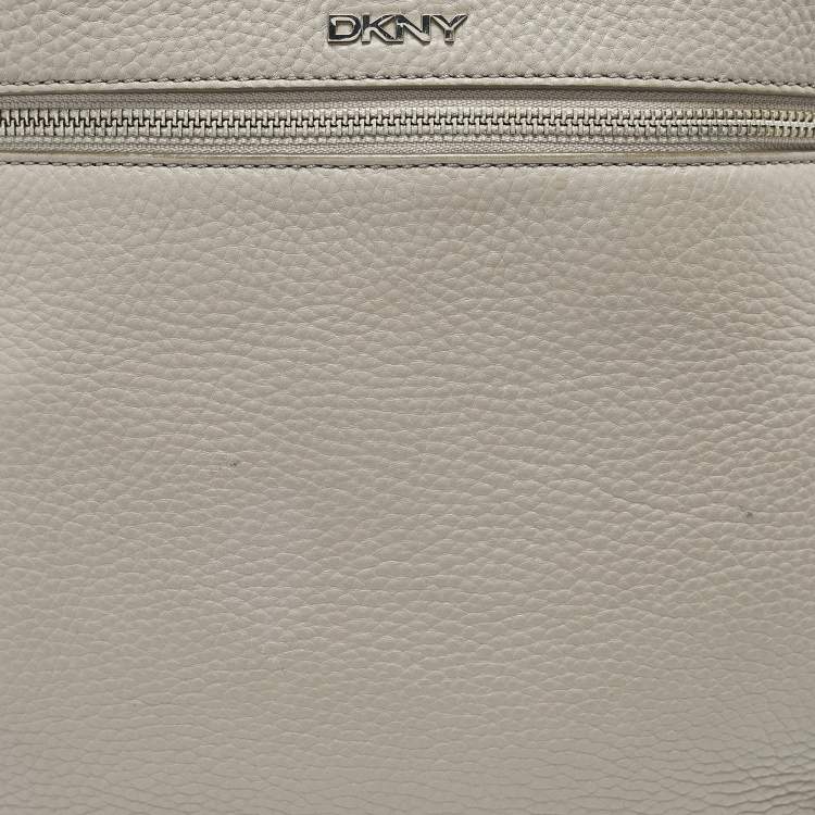 Pre Owned DKNY Grey Leather Convertible Backpack