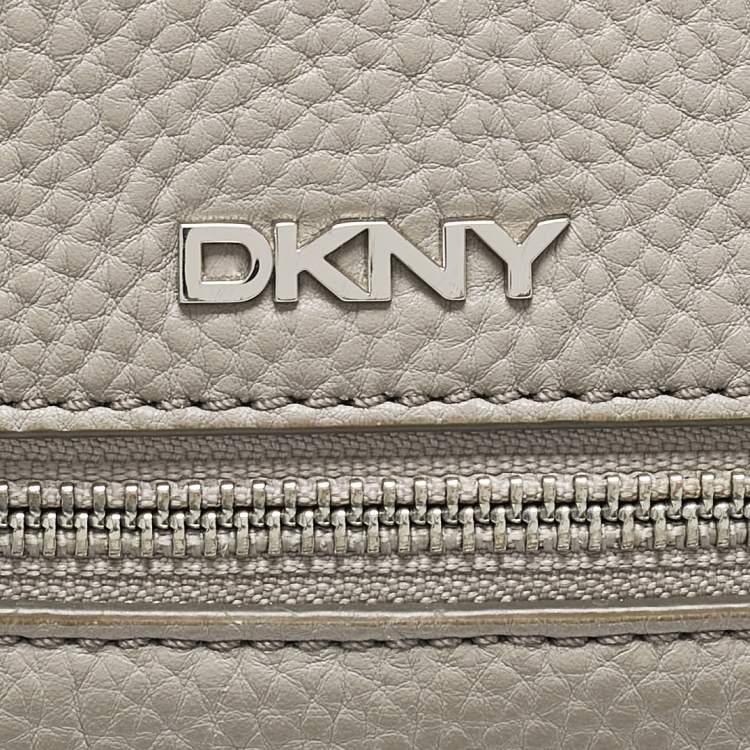 Pre Owned DKNY Grey Leather Convertible Backpack
