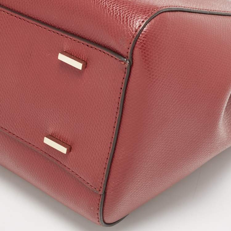 Pre Owned DKNY Dark Red Leather Greenwhich Top Handle Bag