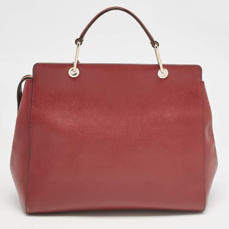 Pre Owned DKNY Dark Red Leather Greenwhich Top Handle Bag