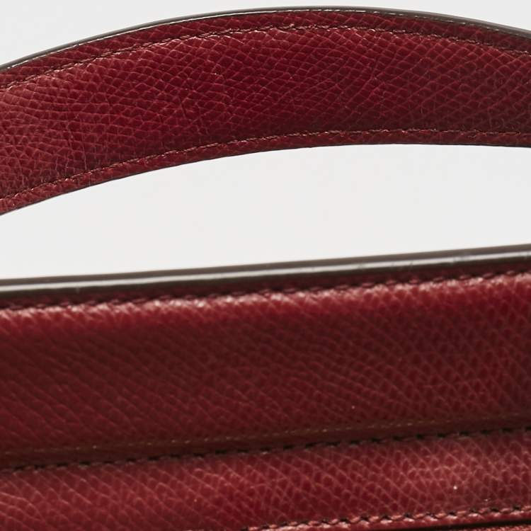 Pre Owned DKNY Dark Red Leather Greenwhich Top Handle Bag