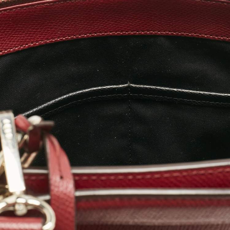 Pre Owned DKNY Dark Red Leather Greenwhich Top Handle Bag