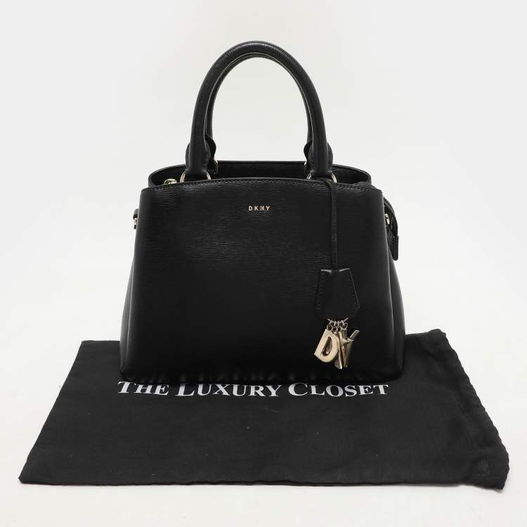 Pre Owned DKNY Black Textured Leather Paige Tote