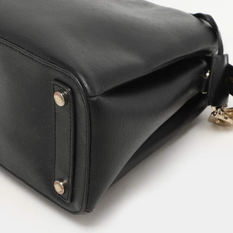 Pre Owned DKNY Black Textured Leather Paige Tote
