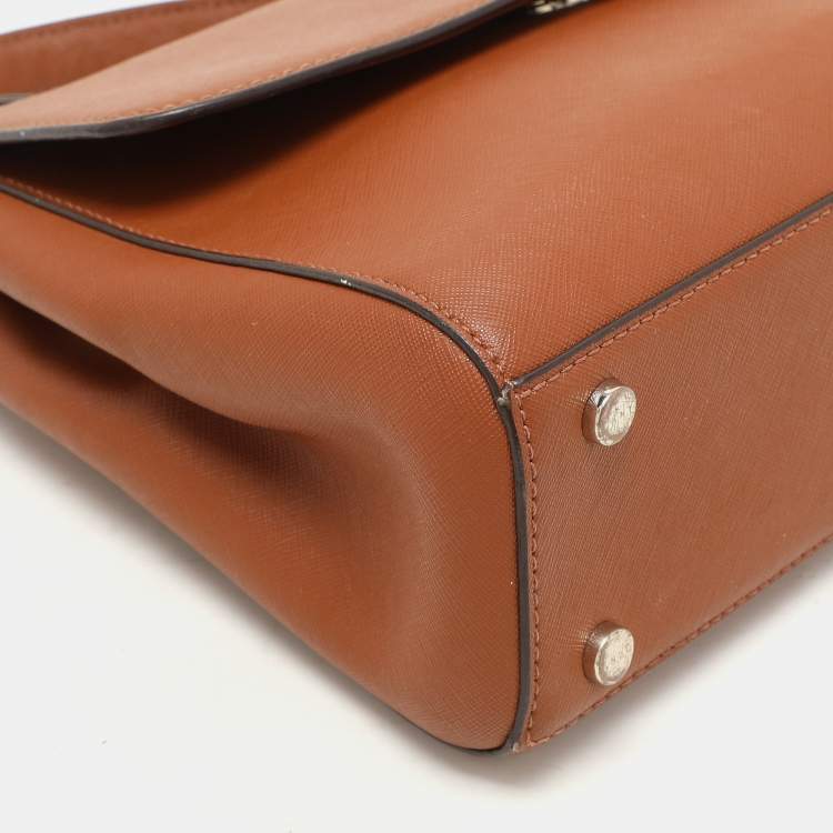 Pre Owned Dkny Brown Leather Top Handle Bag
